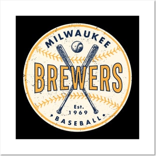 Vintage Milwaukee Brewers 3 by Buck Tee Originals Posters and Art